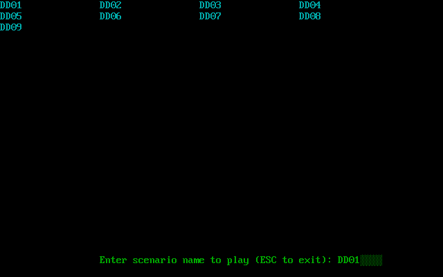 Fungal Man (DOS) screenshot: Level select screen, type in the code of the level you want to play