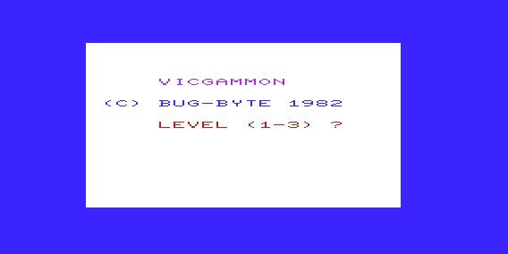 Backgammon (VIC-20) screenshot: Title Screen