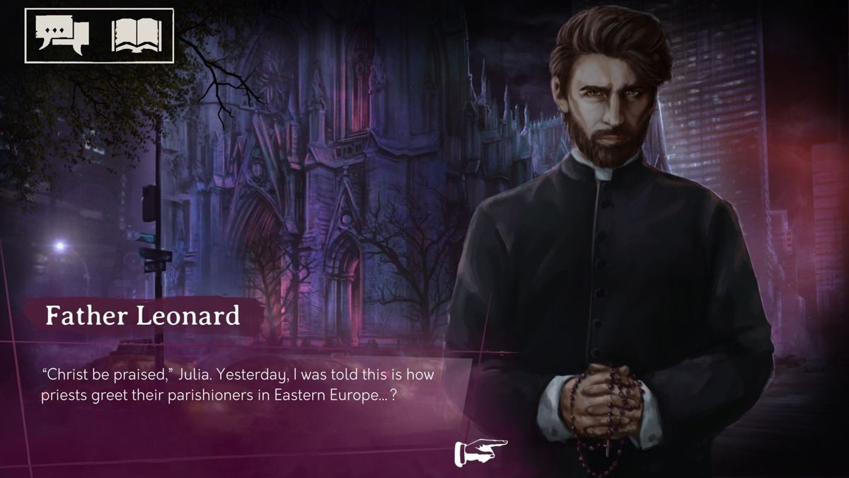 Vampire: The Masquerade - Shadows of New York (Windows) screenshot: Father Leonard is quite calm with all of you