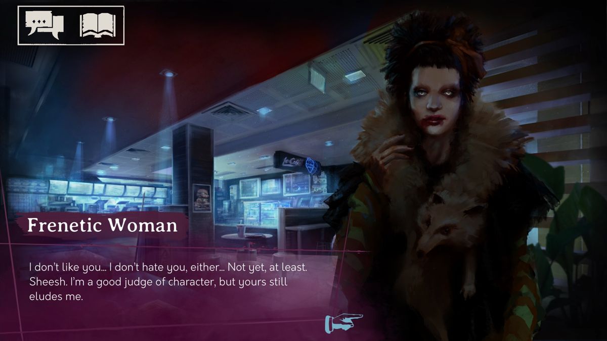 Vampire: The Masquerade - Shadows of New York (Windows) screenshot: Adelaide Davis from the Malkavian clan is trying to watch you