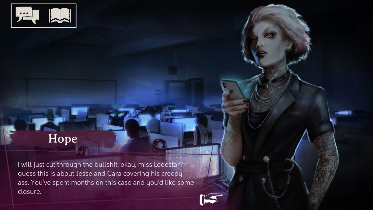 Vampire: The Masquerade - Shadows of New York (Windows) screenshot: Hope from the Malkavian clan now manages the IT company