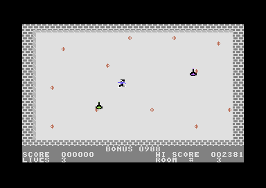 Ghost Mansion III (Commodore 64) screenshot: Avoid the Bouncing Enemies