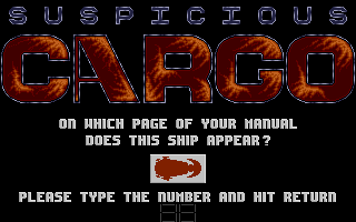 Suspicious Cargo (Atari ST) screenshot: Uh oh, anti piracy screen...