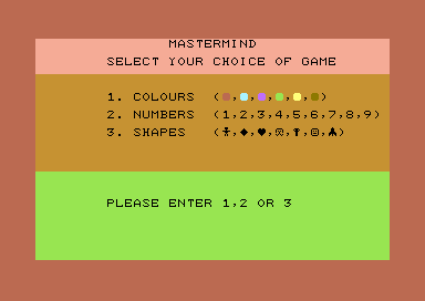 Computer Mastermind (Commodore 64) screenshot: Choosing Icons