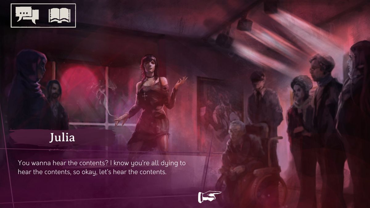Vampire: The Masquerade - Shadows of New York (Windows) screenshot: Julia is adding more specifics of the investigation in the Elysium