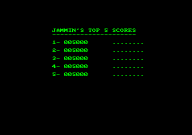 Jammin' (Amstrad CPC) screenshot: High score table.