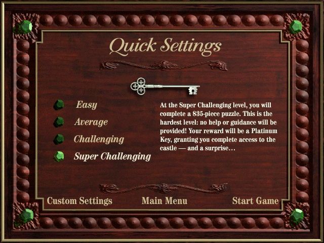 Puzz 3D: Neuschwanstein Castle (Windows) screenshot: Choosing the difficulty level for the main game