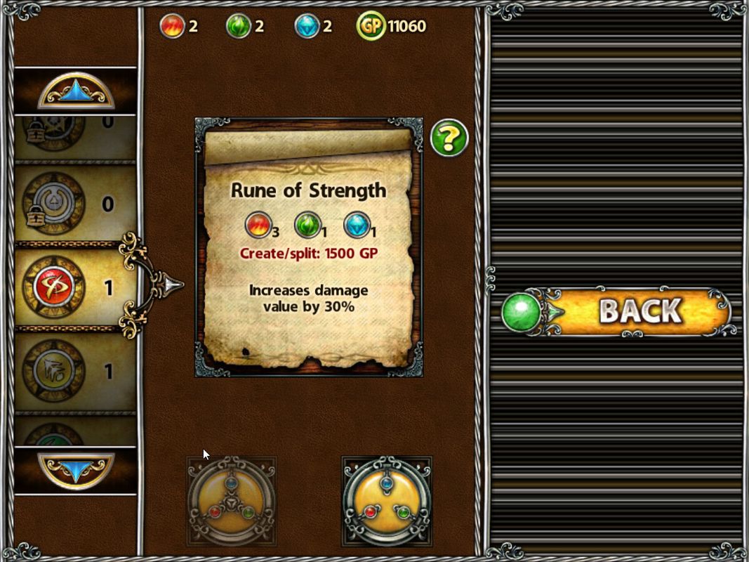 Myth Defense: Light Forces (Windows Apps) screenshot: Rune upgrades screen