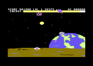 Galactic Assault (Commodore 64) screenshot: Fast Moving Spherical Enemies