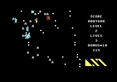 Robots! (Commodore 64) screenshot: Watch Out for the Spider