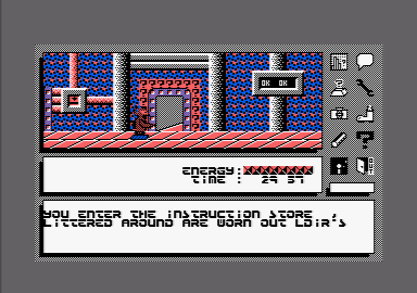Icon Jon (Amstrad CPC) screenshot: Entering the instruction store.