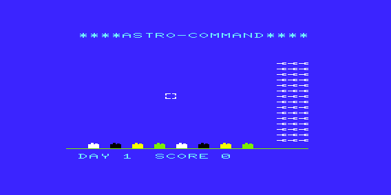 Astro-Command (VIC-20) screenshot: Preparing for the Attack