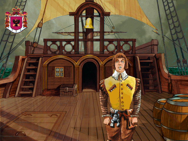 Gloriana (DOS) screenshot: On the ship