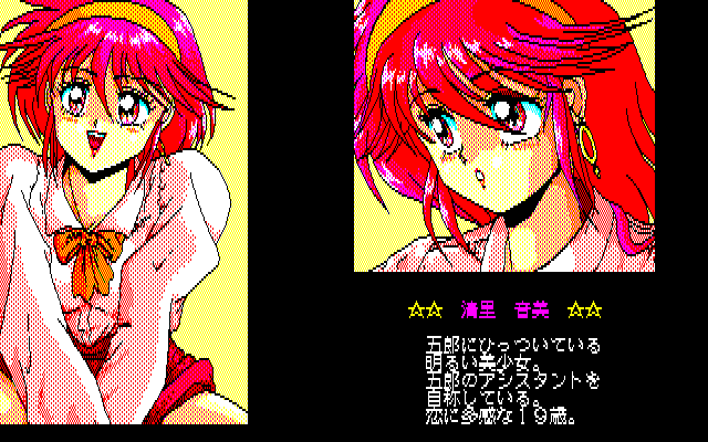 Lipstick Adventure 2 (PC-88) screenshot: Otomi, his girlfriend