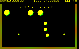 Cannon Ball (PC-8000) screenshot: Game Over! The balls have taken over something!