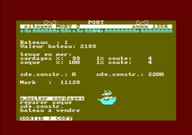 Hanse (Amstrad CPC) screenshot: Port screen.