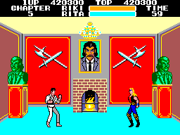 Black Belt (SEGA Master System) screenshot: Riki vs. Rita