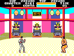 Black Belt (SEGA Master System) screenshot: Riki vs. Gonta