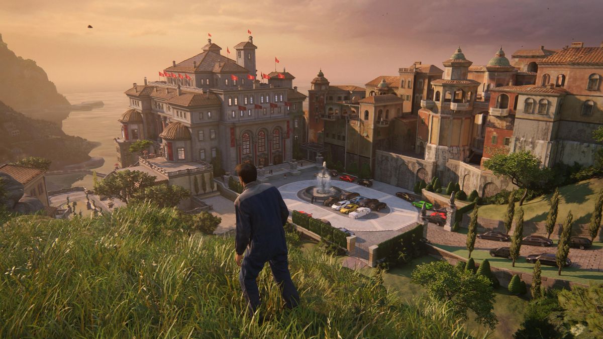 Uncharted: Digital Bundle (PlayStation 5) screenshot: Uncharted 4: Looking for a back entrance into the auction