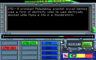 Time Riders in American History (DOS) screenshot: where you establish time parameters on the TimeLine machine