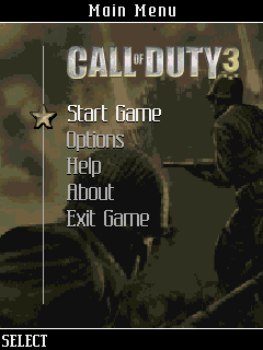 Call of Duty 3 (J2ME) screenshot: Main menu