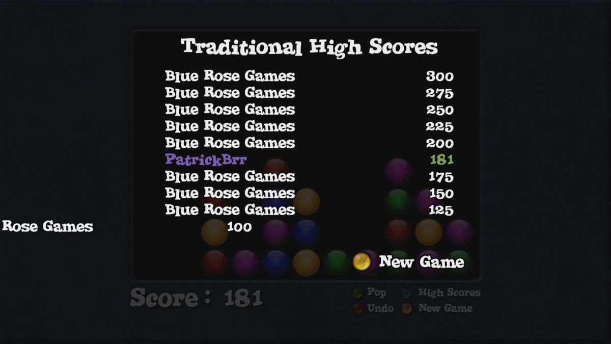 Dr. Popper (Xbox 360) screenshot: The high-score table (trial version)