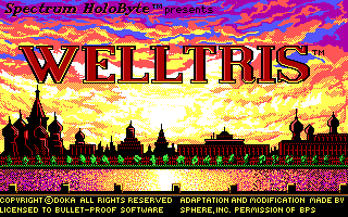 Welltris (DOS) screenshot: Title Screen (Tandy)