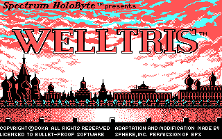 Welltris (DOS) screenshot: Title Screen (CGA)