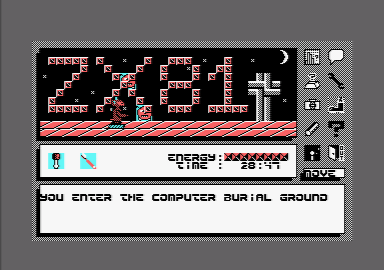 Icon Jon (Amstrad CPC) screenshot: A little humor showing the ZX81 in the computer burial ground.