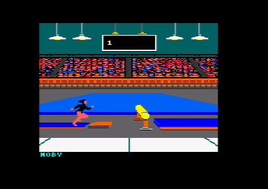 Summer Games (Amstrad CPC) screenshot: Gymnastics event.