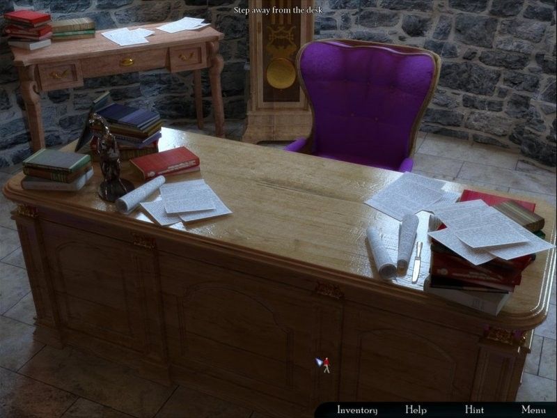 Hotel (Windows) screenshot: The desk in the office of hotel's owner wife.