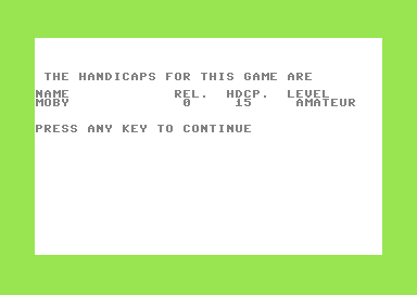 Pro Golf (Commodore 64) screenshot: Golfer Setup