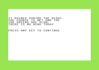 Pro Golf (Commodore 64) screenshot: Weather Conditions