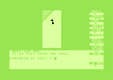 Pro Golf (Commodore 64) screenshot: On the Green
