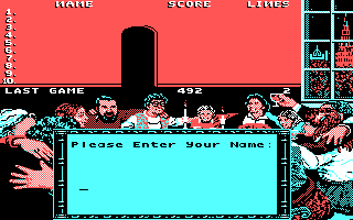 Welltris (DOS) screenshot: Hi-Score Screen (CGA)