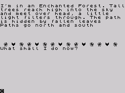 The Knights Quest (ZX Spectrum) screenshot: And here I am lost in the enchanted forest!