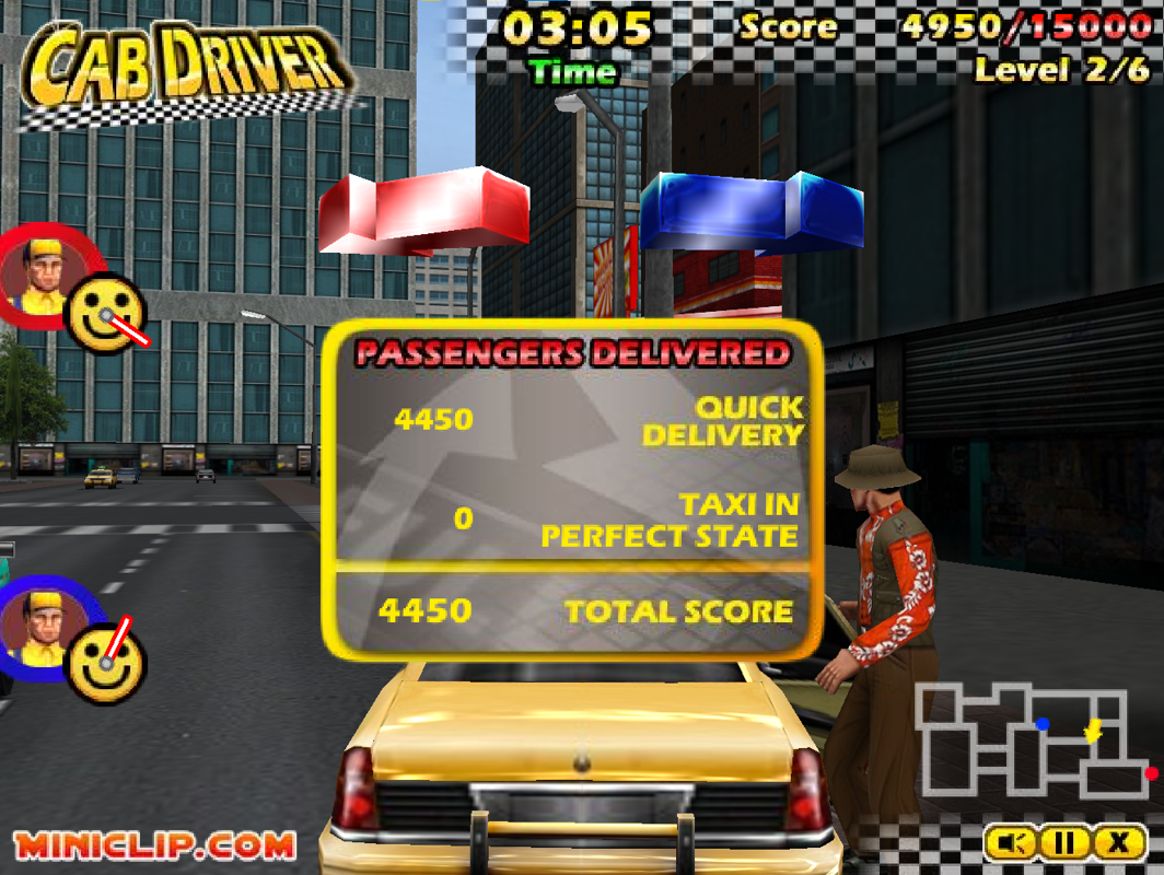 Cab Driver (Browser) screenshot: Delivery Results