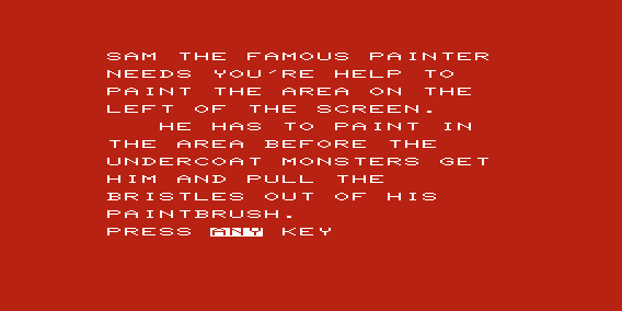 Slap Dab (VIC-20) screenshot: Instructions