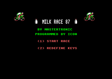 Milk Race (Amstrad CPC) screenshot: Title screen.