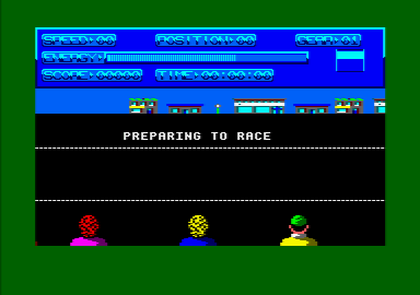 Milk Race (Amstrad CPC) screenshot: Preparing to race.