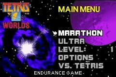 Tetris Worlds (Game Boy Advance) screenshot: Main Menu