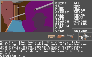 Borrowed Time (Atari ST) screenshot: Hiding from some thugs