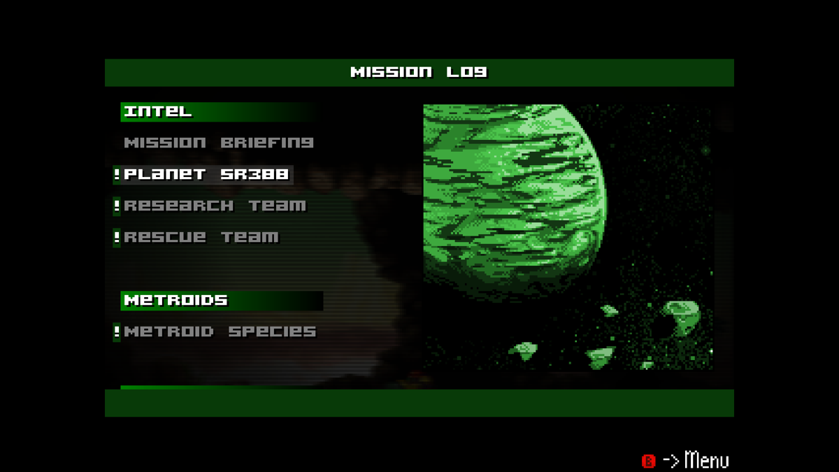 AM2R: Return of Samus (Windows) screenshot: Mission Log