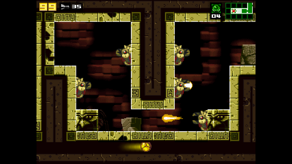 AM2R: Return of Samus (Windows) screenshot: Bypassing some enemies in a little tunnel