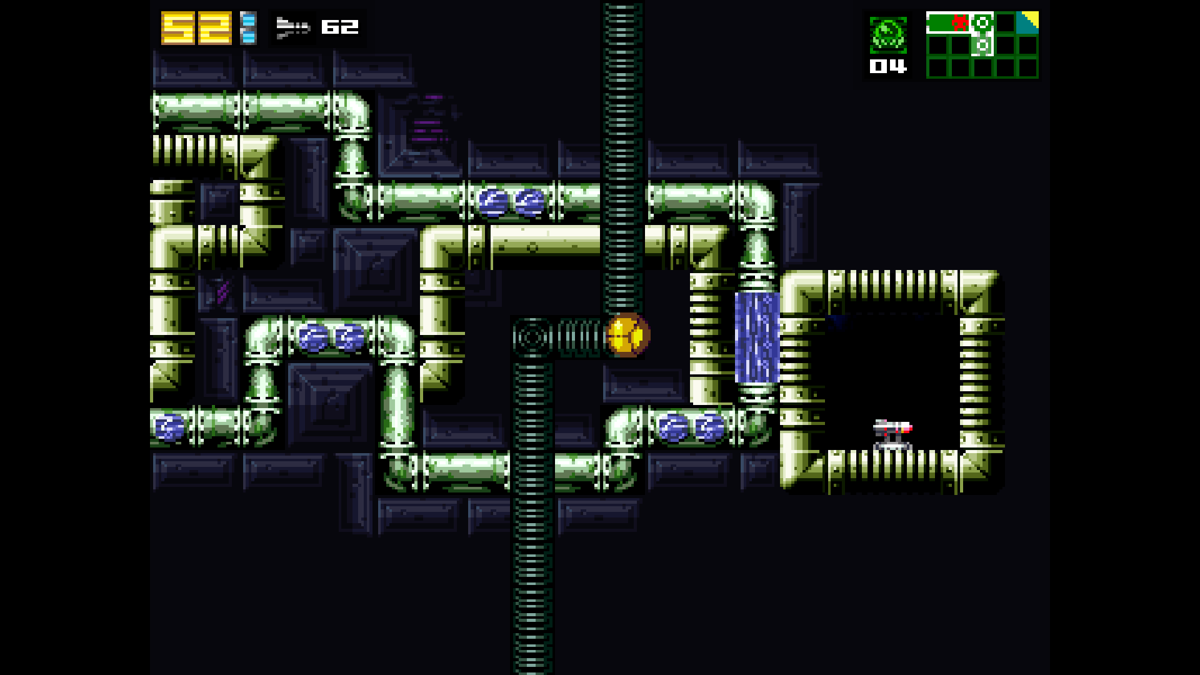 AM2R: Return of Samus (Windows) screenshot: Going through a pipe in Morph Ball