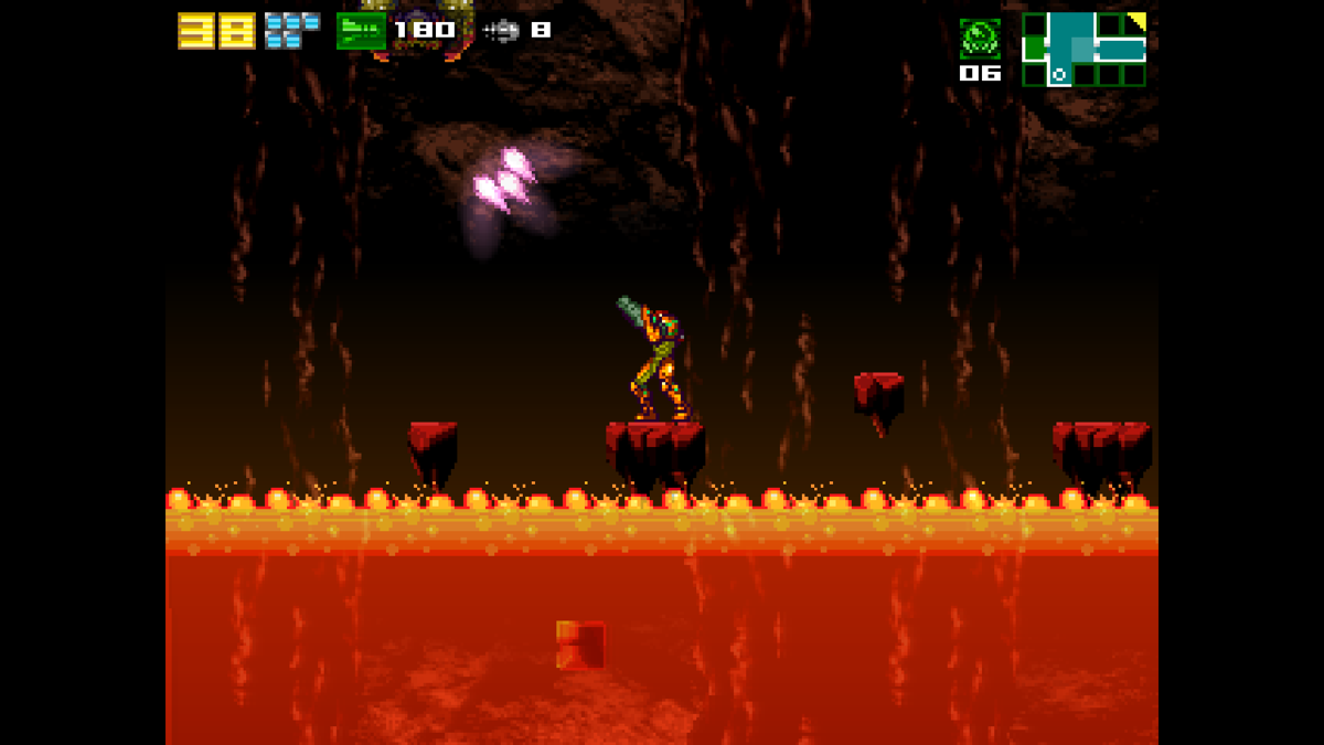 AM2R: Return of Samus (Windows) screenshot: Fighting above lava