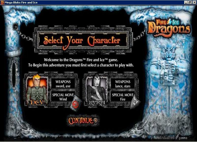 Dragons: Fire & Ice (Windows) screenshot: The game starts with a character selection screen