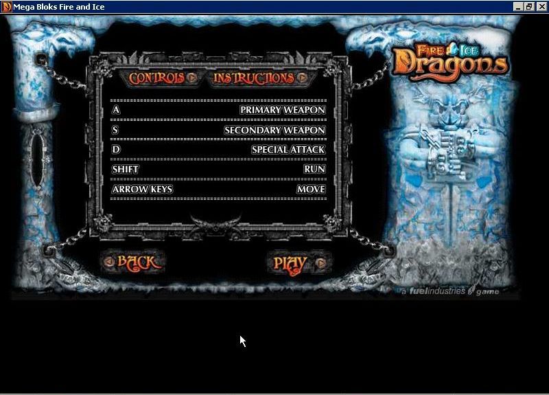 Dragons: Fire & Ice (Windows) screenshot: Keyboard controls