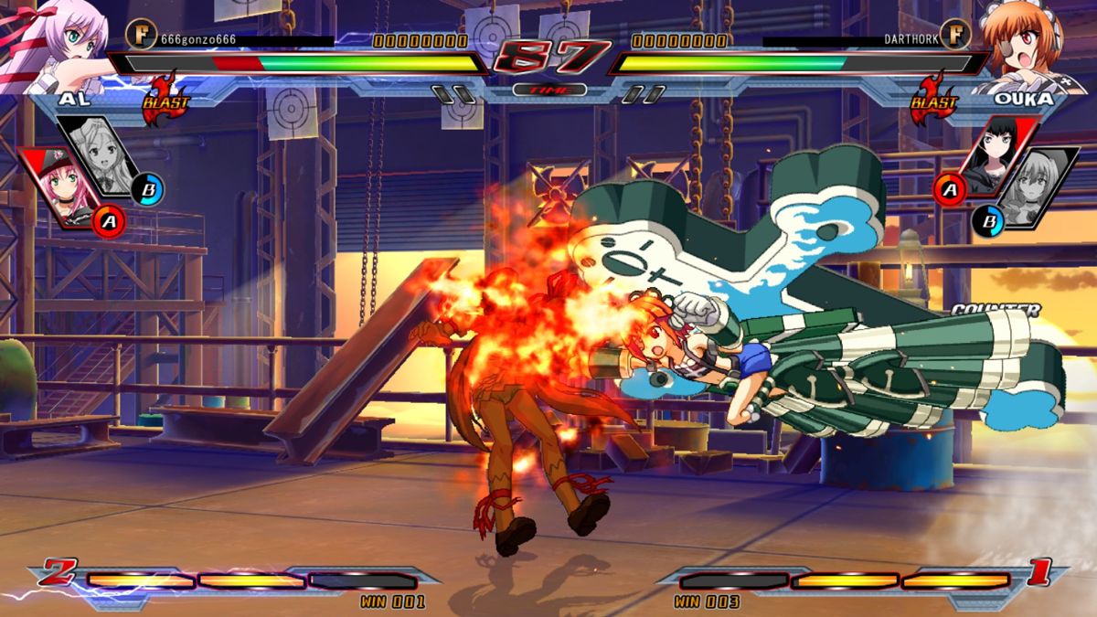 Nitroplus Blasterz: Heroines Infinite Duel (Windows) screenshot: Give some fire