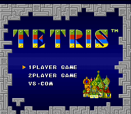 Tetris & Dr. Mario (SNES) screenshot: Tetris title screen with the main menu.
